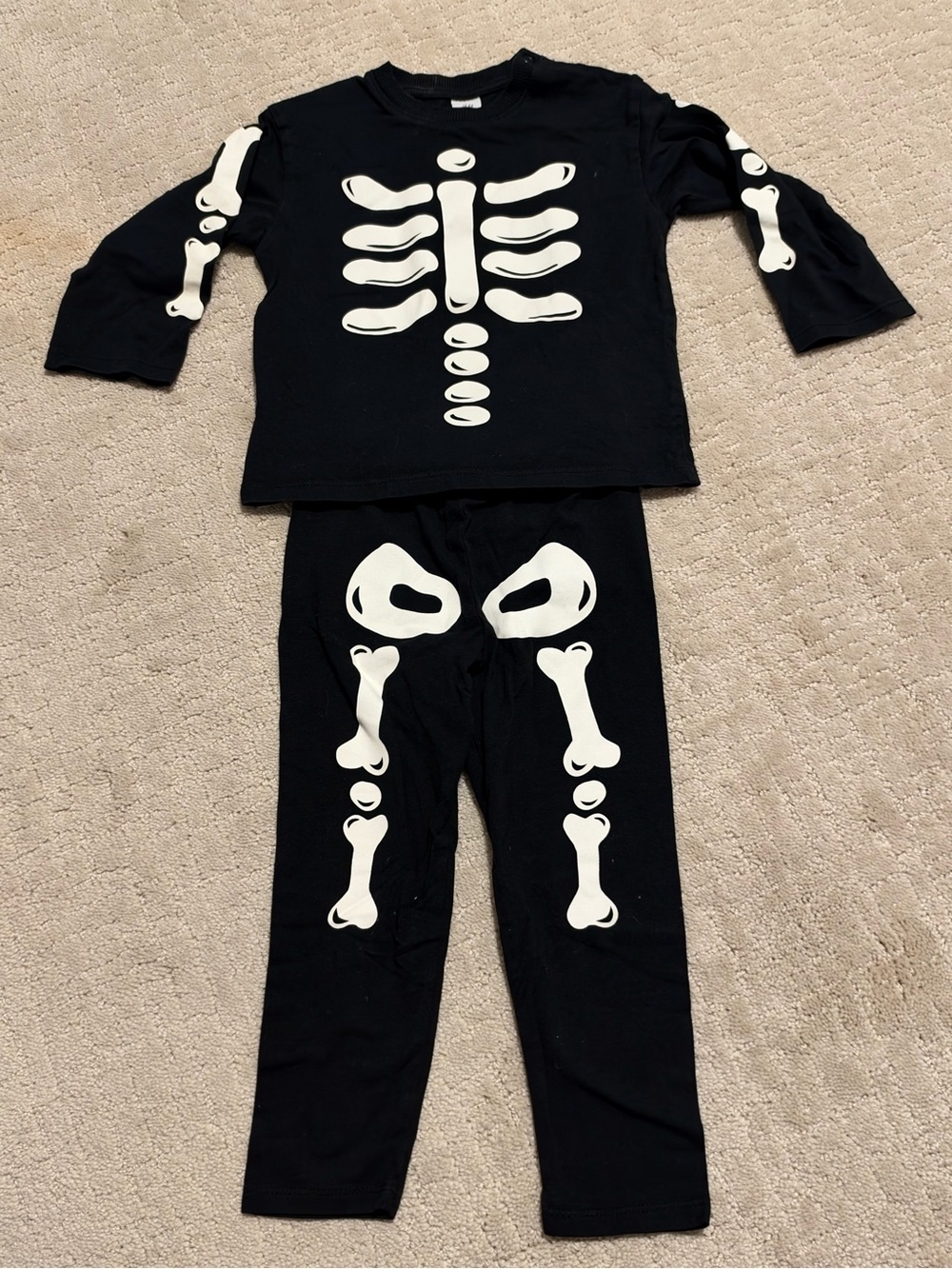 H&M Kids Toddler Skeleton Outfit Top & Bottom 2T Set